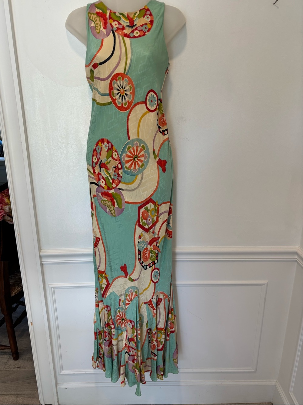 Ralph LaurenCollection Silk Floral Maxi Dress Asian Inspired 8